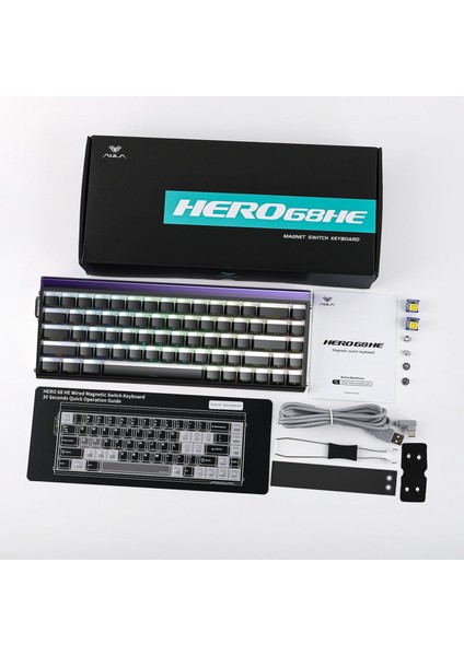 Hero 68 He Manyetik Klavye Rapid Trigger Jade King Switch 8000Hz RGB Neon TKL Hot Swap Oyuncu Klavyesi Siyah