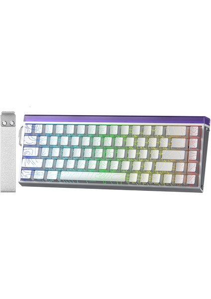 Hero 68 He Manyetik Klavye Rapid Trigger Black King Switch 8000Hz RGB Neon TKL Hot Swap Oyuncu Klavyesi Desenli Beyaz