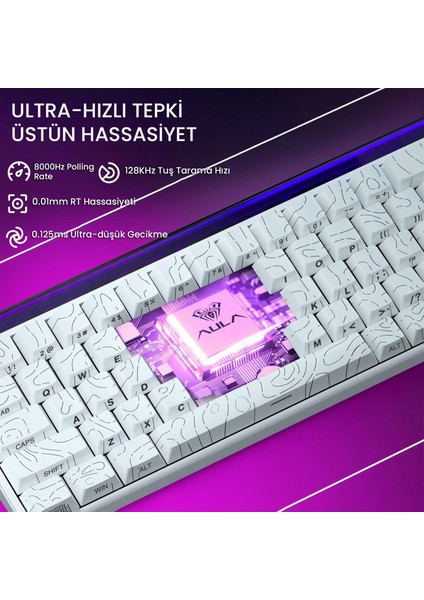 Hero 68 He Manyetik Klavye Rapid Trigger Black King Switch 8000Hz RGB Neon TKL Hot Swap Oyuncu Klavyesi Desenli Beyaz fırsatları