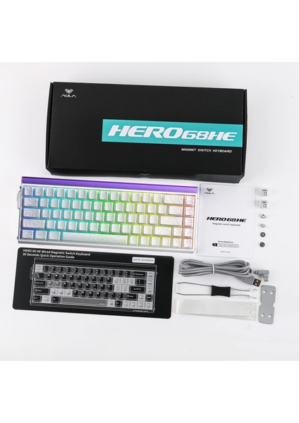 Hero 68 He Manyetik Klavye Rapid Trigger Black King Switch 8000Hz RGB Neon TKL Hot Swap Oyuncu Klavyesi Desenli Beyaz