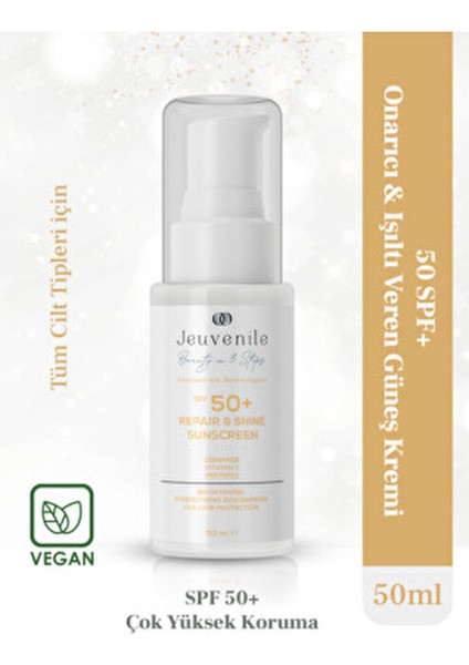 SPF 50+ Onarıcı & Işıltı Veren Güneş Kremi – Ceramide & Vitamin C Koruma indirimleri