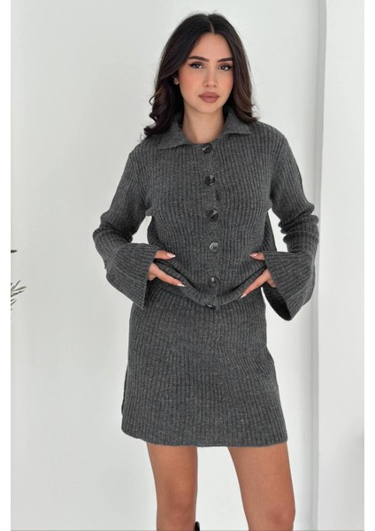 Fitilli Örgü Takım: Triko Hırka & Mini Etek Ikili Set 8009 fırsatları