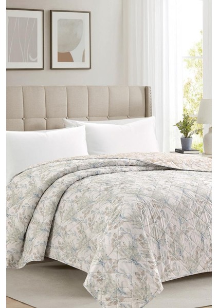 Sakura Elyaf Dolgulu Çift Taraflı Tek Kişilik 160X220 cm Kırlentsiz Tek Pike Krem