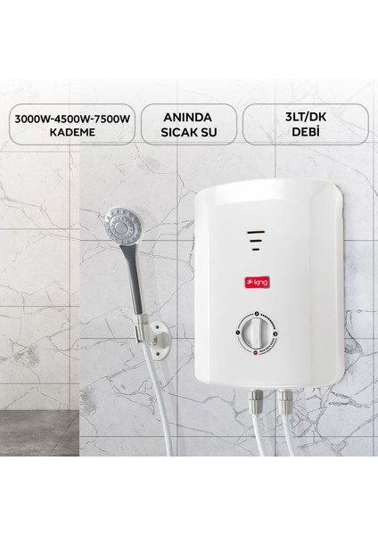 K 7008 Ekvator Ani Su Isıtıcı 7000 W Güç 8 Litre Kapasite ile Hızlı Isıtma