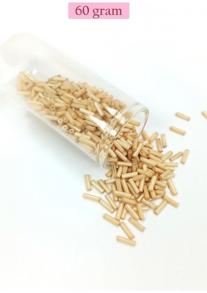 Uzun Boru Kesme Boncuk Çap 2mm Uzunluk 10 mm - 60 Gram - Koyu Krem - BNC268