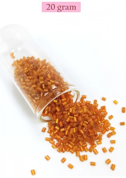 Kesme Cam Boncuk 2mm - 20 Gram - Şeffaf Koyu Turuncu -BNC327