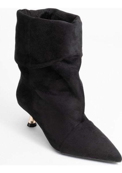 Steın Siyah Süet Sivri Burunlu Körüklü Kadın Kısa Çizme indirimleri
