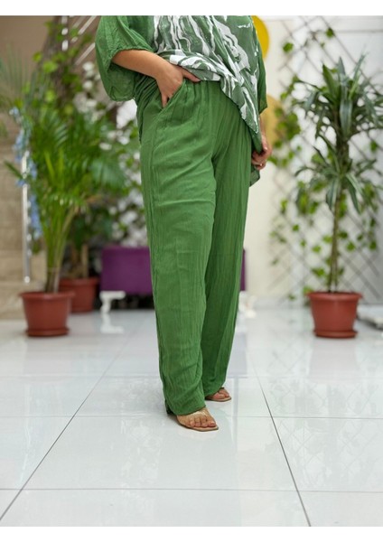 VL3015 Yüksek Bel Basic Vual Pantolon Haki
