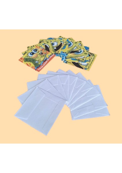 Doğum Günü Davetiye Seti Süngerbob Karepantolon 10 Kart + 10 Zarf modelleri