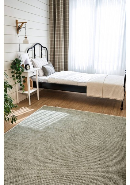 2416 Su Yeşili - Akrilik Dokuma Halı | Düz Renk Saçaklı Model