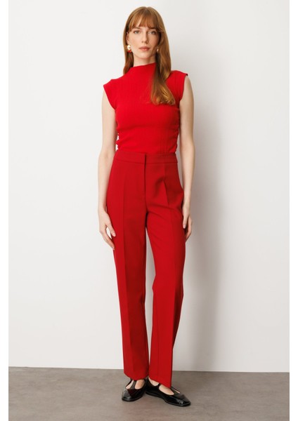 Kadın Düz Kesim Boru Paça Pantolon 5027 Kırmızı fiyatları