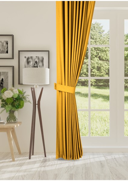 Blackout Işık Geçirmez Fon Perde Pilesiz Ekstraforlu Yüksek Kaliteli Karartma Güneşlik (KOYU SARI) fiyatları