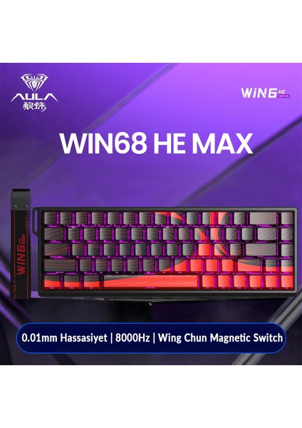 Win68 He Max Manyetik Klavye Rapid Trigger Wing Chun Switch 8000Hz RGB TKL Hot Swap Oyuncu Klavyesi Kırmızı fiyatları