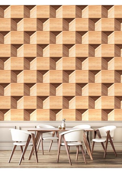 3 Boyutlu Akustik Ahşap Desenli Isı ve Ses Yalıtımlı Sağlıklı Tekstil Duvar Kağıdı