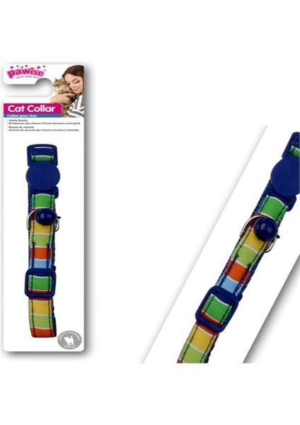 Şerit Desenli Mavi Kedi Boyun Tasması 30 Cm