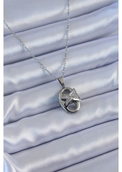 316L Çelik Gümüş Renk Zirkon Taşlı Kadın Ke