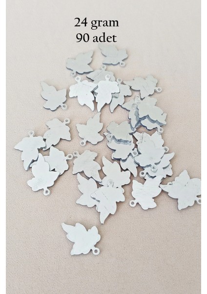 Oya Abiye Bileklik Kolye Pleksi Metalik Plastik Pul Gümüş Renk 24 Gram 90 Adet - BNC592