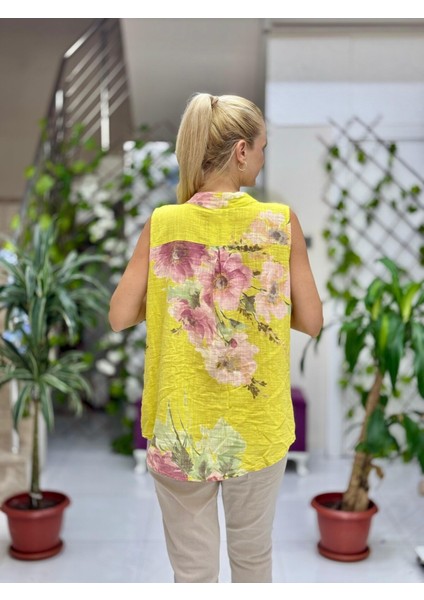 LS8819A Kolsuz Pamukketen Cepli Italyan Bluz Sarı fiyatları