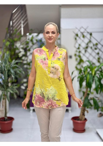 LS8819A Kolsuz Pamukketen Cepli Italyan Bluz Sarı modelleri