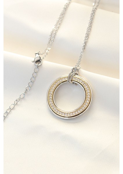 316L Çelik Zirkon Taşlı Çift Renkli Tifany Ke