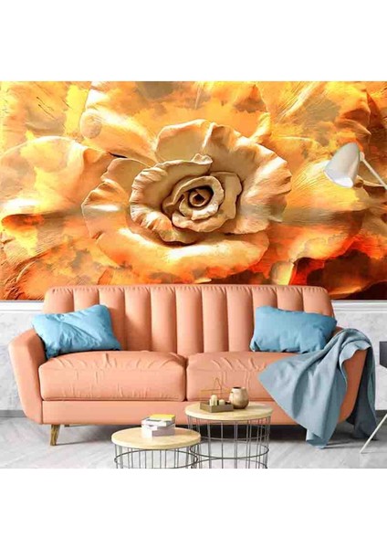 3 Boyutlu Gül Desenli Isı ve Ses Yalıtımlı Sağlıklı Tekstil Duvar Kağıdı