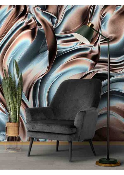 3 Boyutlu Renk Dalga Desenli Isı ve Ses Yalıtımlı Sağlıklı Tekstil Duvar Kağıdı