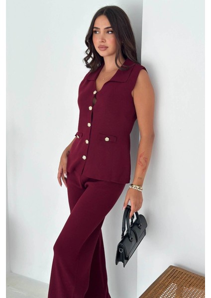 Şık ve Rahat: Triko Yelek & Pantolon Takım (Kolsuz Triko Set) 66018