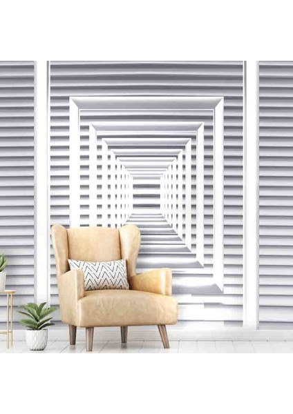 3 Boyutlu Dikdörtgen Desenli Isı ve Ses Yalıtımlı Sağlıklı Tekstil Duvar Kağıdı