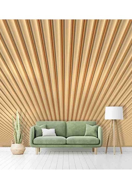 3 Boyutlu Yelpaze Desenli Isı ve Ses Yalıtımlı Sağlıklı Tekstil Duvar Kağıdı