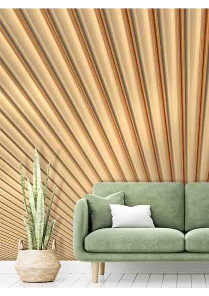 3 Boyutlu Yelpaze Desenli Isı ve Ses Yalıtımlı Sağlıklı Tekstil Duvar Kağıdı modelleri