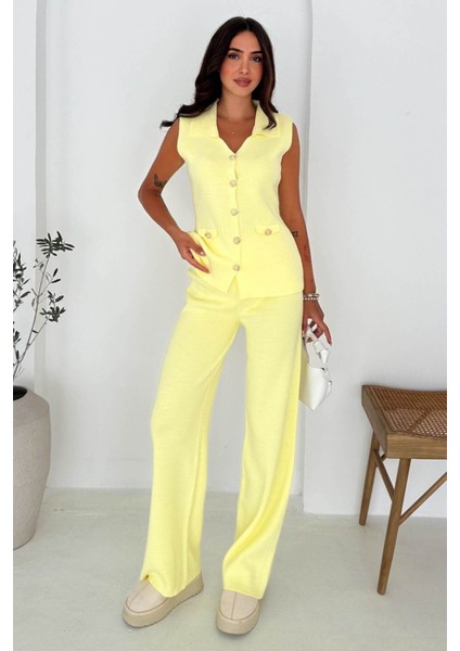 Şık ve Rahat: Triko Yelek & Pantolon Takım (Kolsuz Triko Set) 66018