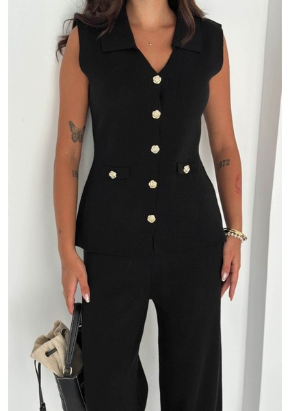 Şık ve Rahat: Triko Yelek & Pantolon Takım (Kolsuz Triko Set) 66018