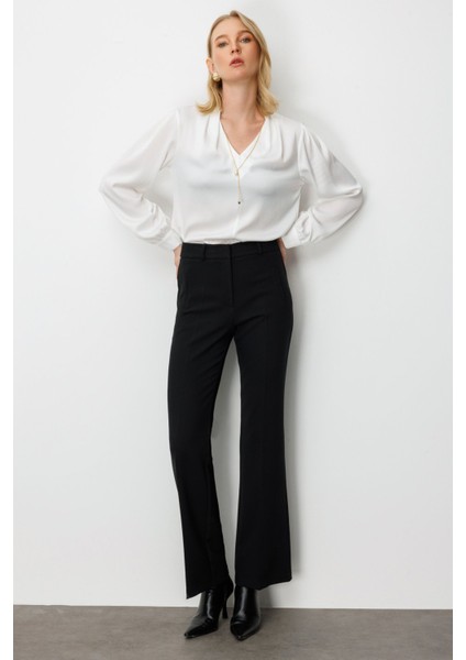 Kadın Fleto Cepli Ispanyol Paça Pantolon 5095 Siyah fiyatları