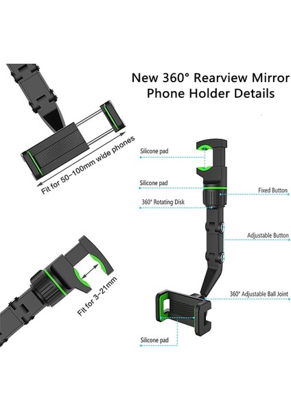 360° Döner Dikiz Aynası Telefon Tutucu – Araç Içi & Masa Üstü Kullanım, Katlanabilir Ayarlanabilir Stand Şık ve Çok Amaçlı Kullanım indirimleri