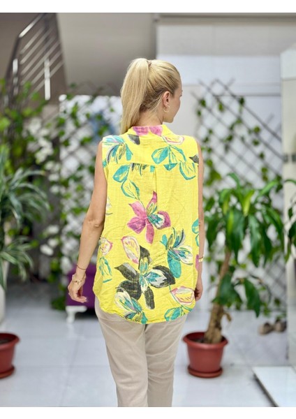 LS8819B Kolsuz Pamukketen Cepli Italyan Bluz Sarı modelleri