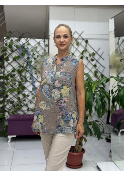 LS8819D Kolsuz Pamukketen Cepli Italyan Bluz Vizon fiyatları