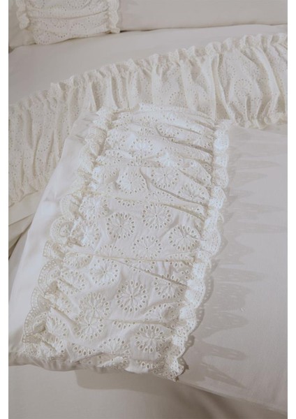 Zerrin Dantelli Çeyizlik Nevresim Takımı Krem indirimleri