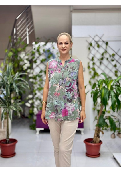 LS8819C Kolsuz Pamukketen Cepli Italyan Bluz Haki modelleri