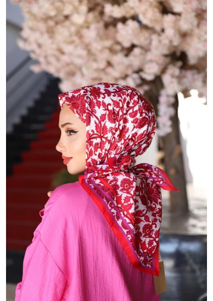 Karmen Desenli Eşarp Fuşya