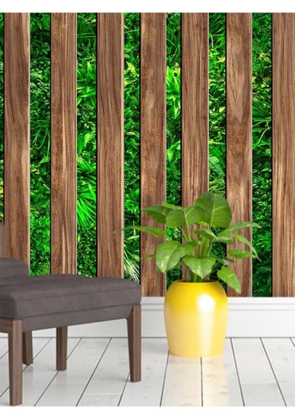 Bahçe Ahşap Lambri Çit Desenli Isı ve Ses Yalıtımlı Sağlıklı Tekstil Duvar Kağıdı modelleri