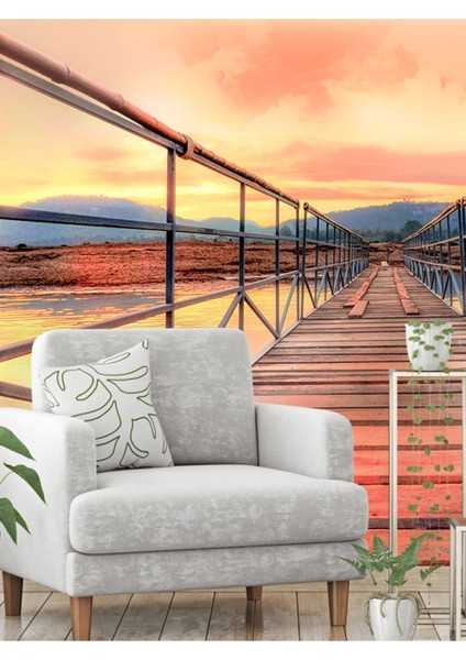 Tahta Köprü Desenli Isı ve Ses Yalıtımlı Sağlıklı Tekstil Duvar Kağıdı