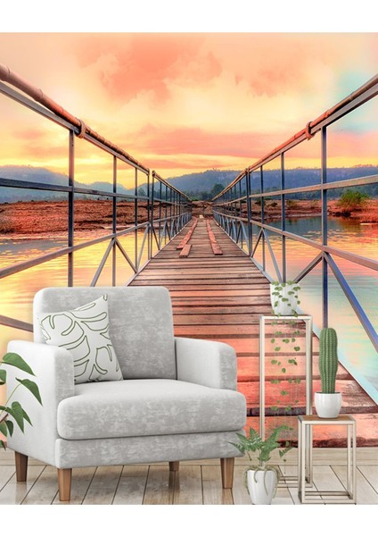 Tahta Köprü Desenli Isı ve Ses Yalıtımlı Sağlıklı Tekstil Duvar Kağıdı fiyatları