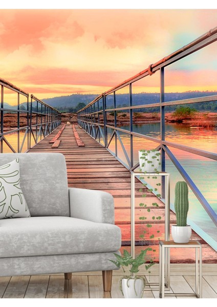 Tahta Köprü Desenli Isı ve Ses Yalıtımlı Sağlıklı Tekstil Duvar Kağıdı modelleri