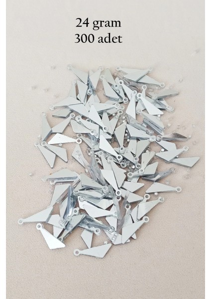 Oya Abiye Bileklik Kolye Pleksi Metalik Plastik Pul Gümüş Renk 24 Gram 300 Adet - BNC593