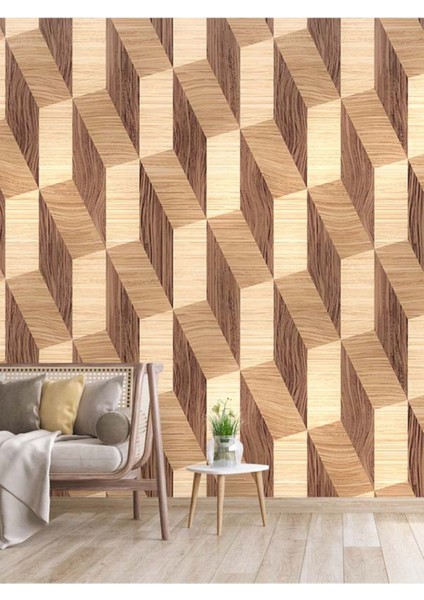 3 Boyutlu Ahşap Desenli Isı ve Ses Yalıtımlı Sağlıklı Tekstil Duvar Kağıdı