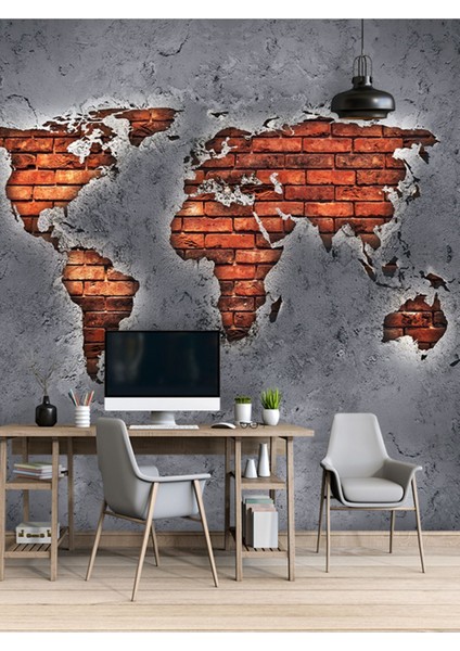 Kabartma Sıva Kıta Harita Desenli Isı ve Ses Yalıtımlı Sağlıklı Tekstil Duvar Kağıdı fiyatları
