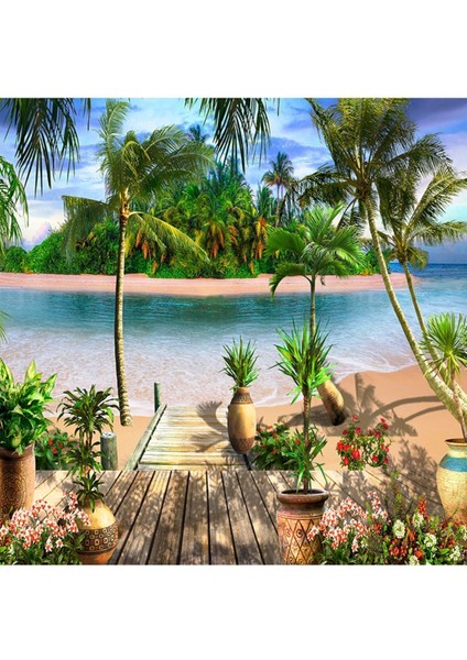 Sahil ve Çiçek Desenli Isı ve Ses Yalıtımlı Sağlıklı Tekstil Duvar Kağıdı modelleri