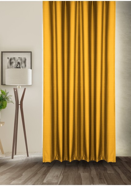 Blackout Işık Geçirmez Fon Perde Pilesiz Ekstraforlu Yüksek Kaliteli Karartma Güneşlik (KOYU SARI)