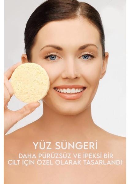 2'li Sarı Renk Yüz Temizleme Sünger Seti Makyaj Temizlik Pedi Cilt Temizlik Süngeri Doğal Selülöz