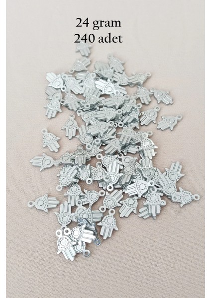 Oya Abiye Bileklik Kolye Pleksi Metalik Plastik Pul Gümüş Renk 24 Gram 240 Adet - BNC586